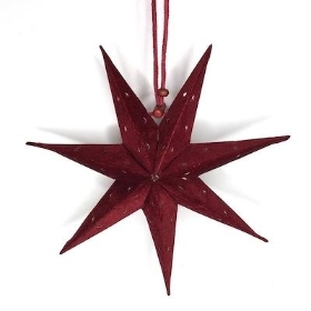 Burgundy Velvet Hanging Star 20cm